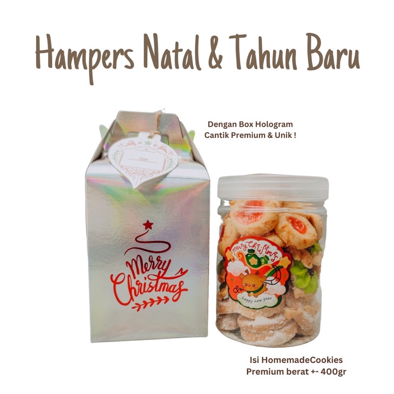 

Cookies hampers christmas and new year hadiah natal dan tahun baru kue kering dengan box dan pita hangtang healthy food