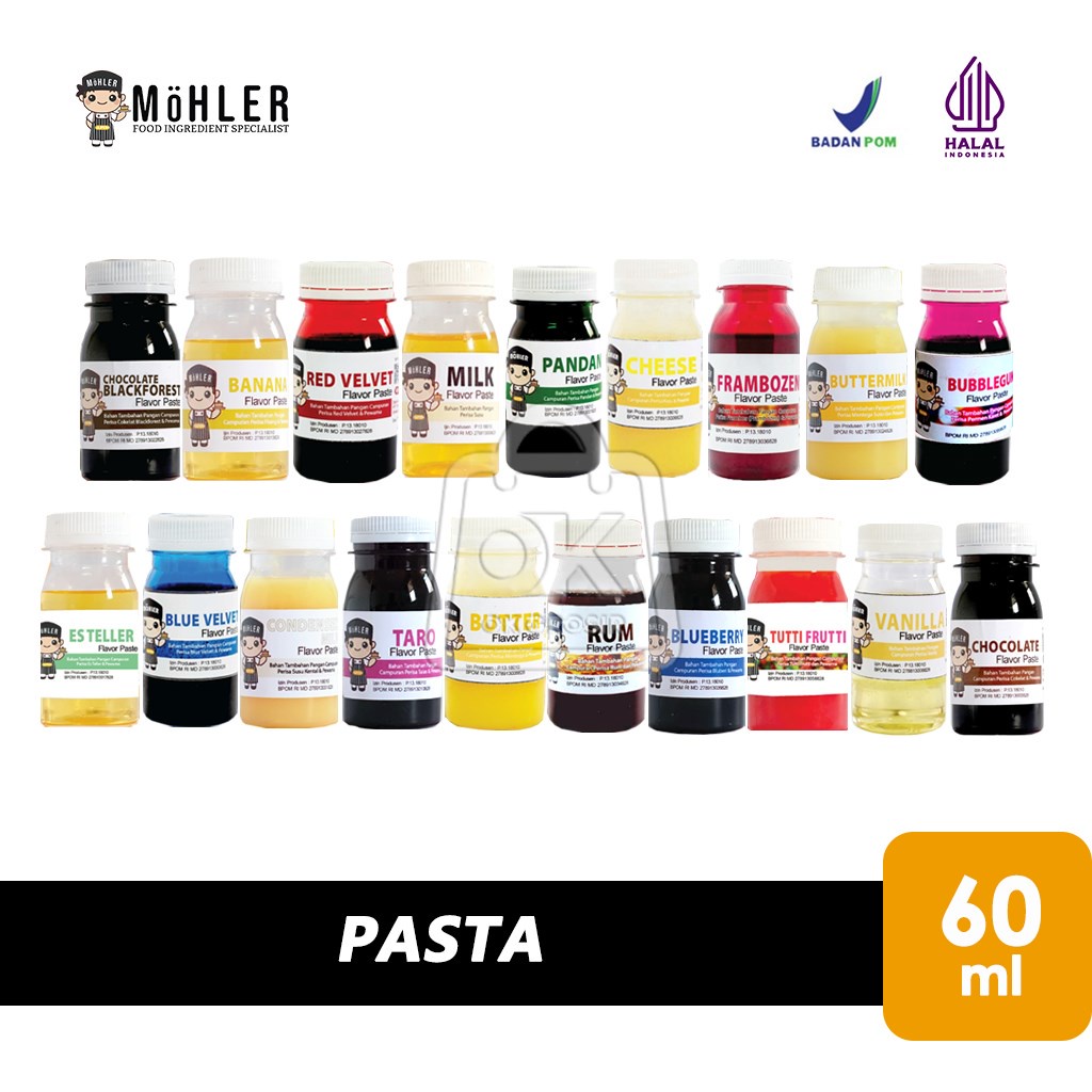 

Mohler Pasta Perisa Pewarna Aneka Rasa (Botol 60 ml)