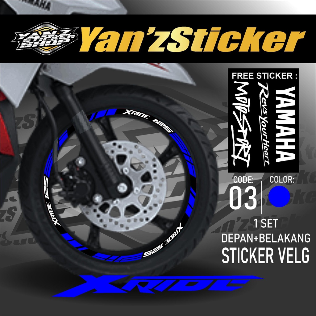 Aksesoris Stiker Cutting Sticker List Velg Motor Yamaha Xride 125 Lis Pelek Velk Variasi Set Depan B