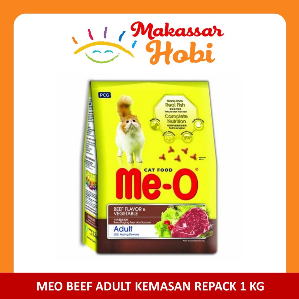 Makanan Kucing Meo Me-O Beef Adult Repack 1kg 1 kg Dry Cat Food Kering