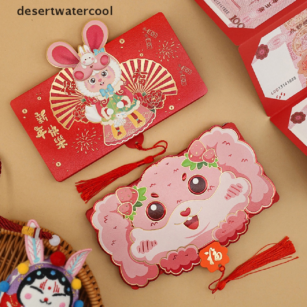 Deid Maskot Imlek Zodiak Kartun Kelinci Merah Packet 3D Lipat Amplop Merah2023Musim Semi Festival Hongbao Dekorasi Pesta Ulang Tahun Martijn
