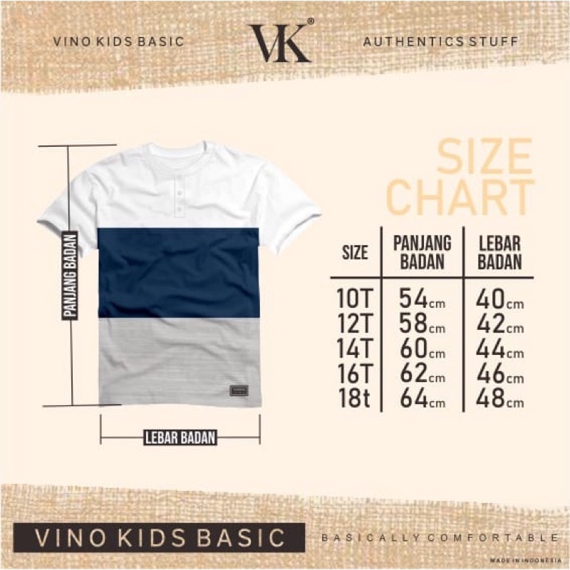 Kaos Anak Laki Laki sampai Remaja Lengan Pendek Vino Kids Bahan Kombed 24S usia 9 hingga 18 Tahun