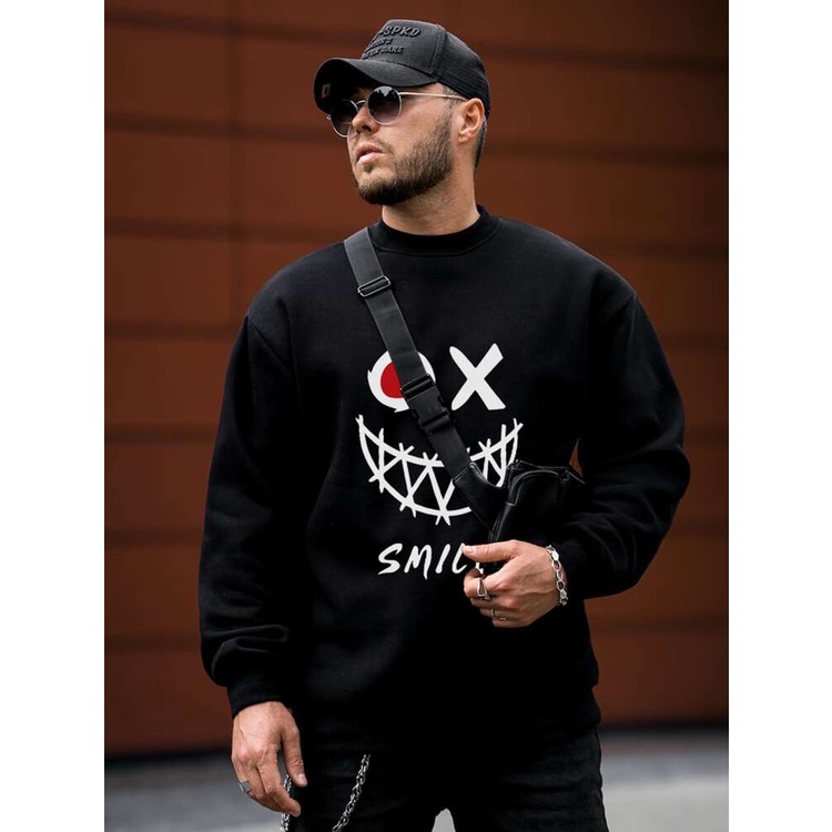 OX Smile Sweatshirt Basic II Sweater Crewneck Print DTF II Sz M - XL Anak &amp; Dewasa ( Pria &amp; Wanita )