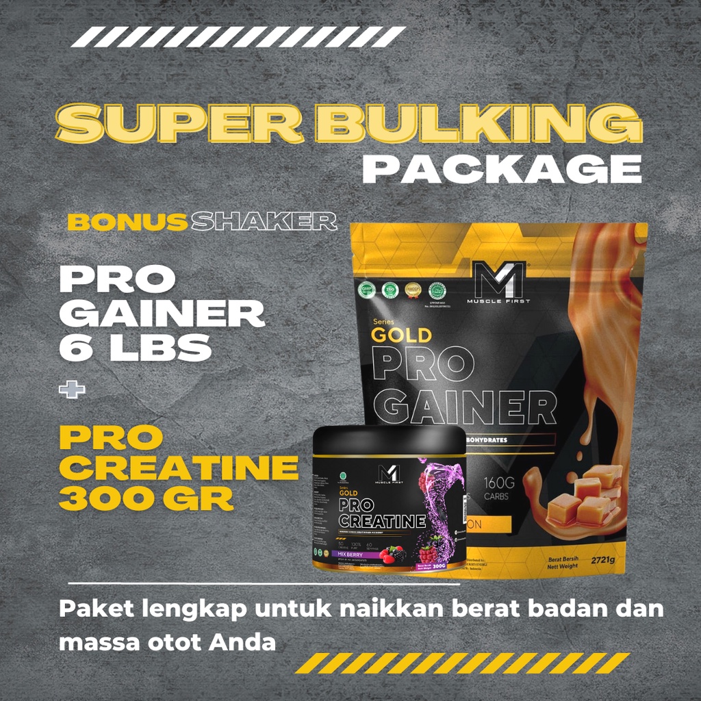 Jual Paket Bulking Super M1 Muscle First Pro Gainer 6 Lbs+ Creatine 300 ...