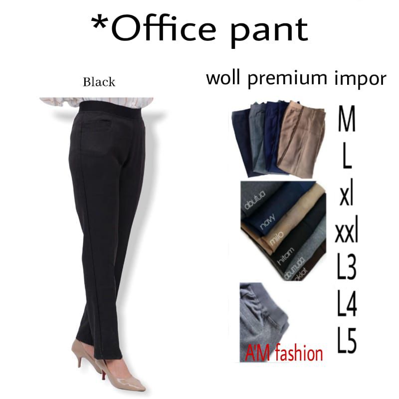 CELANA KANTOR FORMAL JUMBO OFFICE PANT  CELANA BAHAN PINGGANG KARET SLIM FIT M L XL XXL L3 L4 L5