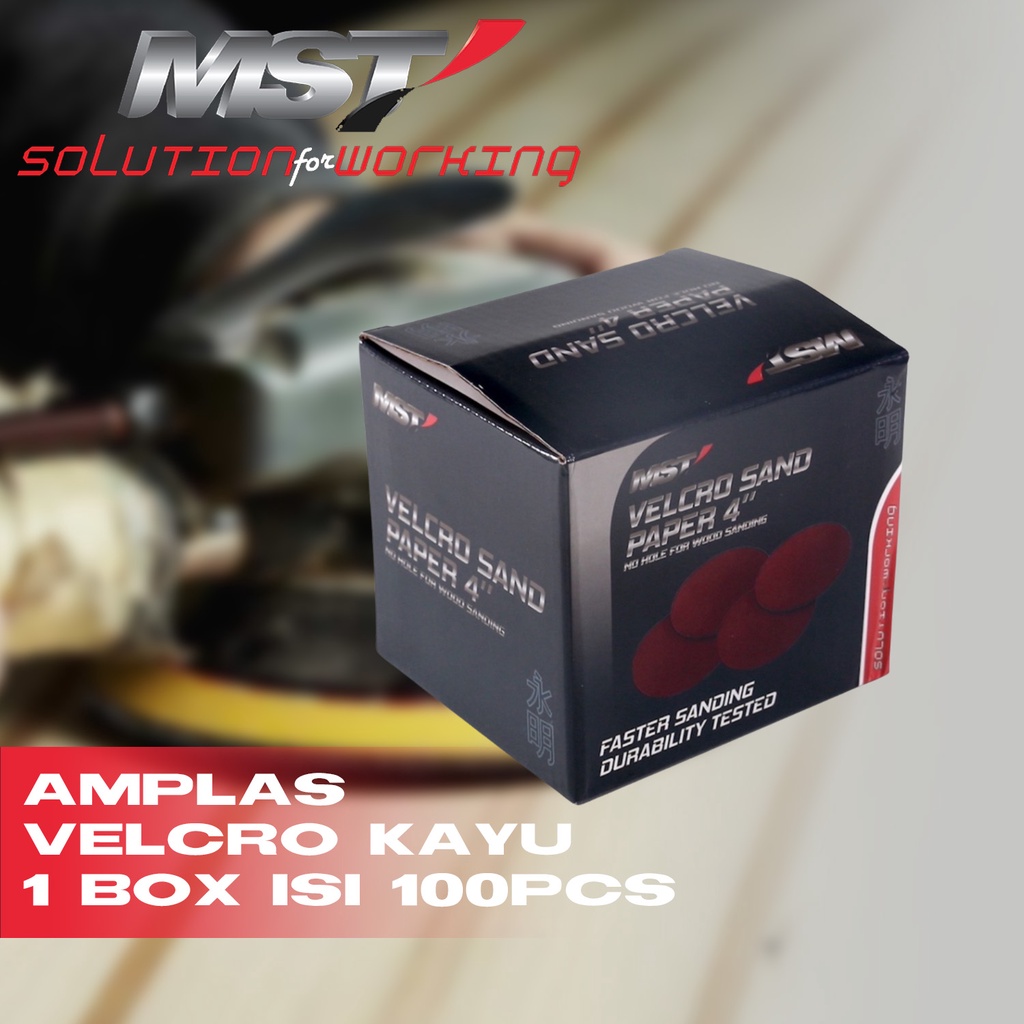 7lekkar - mst amplas bulat velcro 4 inch box isi 100pcs amplas kayu sanding disc