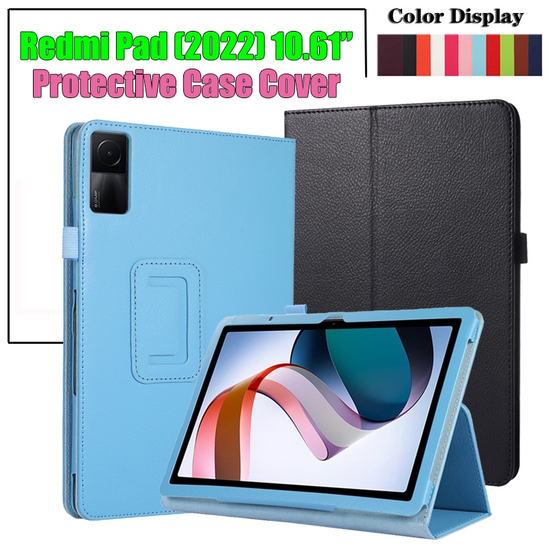 Untuk Xiaomi Redmi Pad (2022) 10.61 &quot;VHU4254IN 5G Fashion Klasik Tekstur Leci PU Leather Casing Perlindungan Penuh Tablet Cover Flip Stand Case