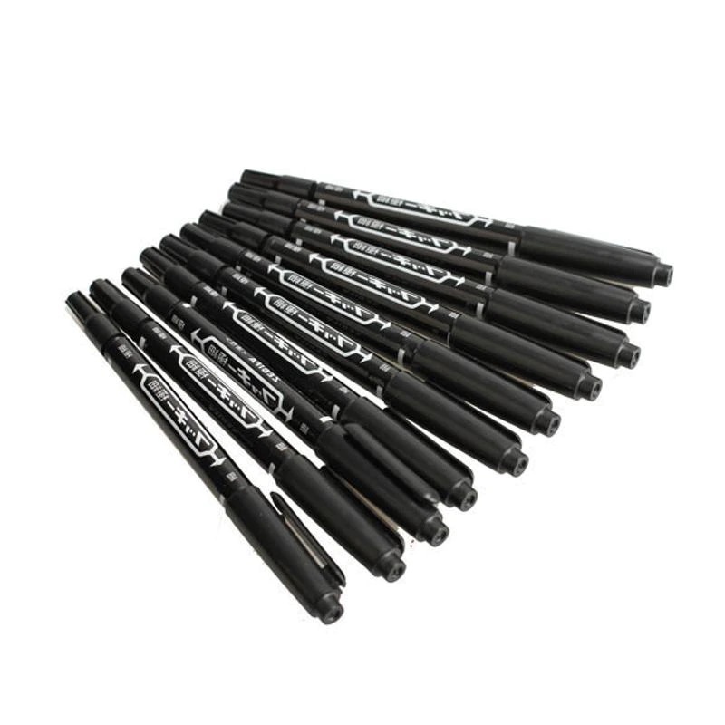 Spidol Permanent Marker / Spidol Permanen Serbaguna Dual Head Marker Waterproof 10 PCS