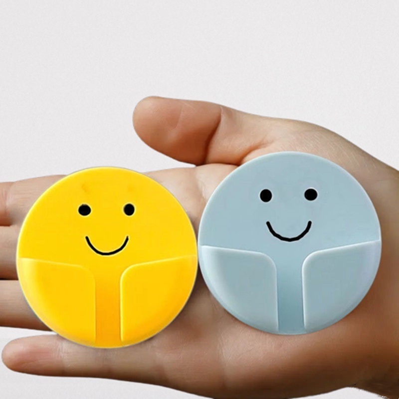 [Harga Grosir] Charger Telepon Memperbaiki Rak Bebas Pukulan Bulat Smiley Hooks Self Adhesive Power Plug Holder Hemat Ruang Serba Serbi Organizer Alat Untuk Kamar Mandi Dapur Kantor