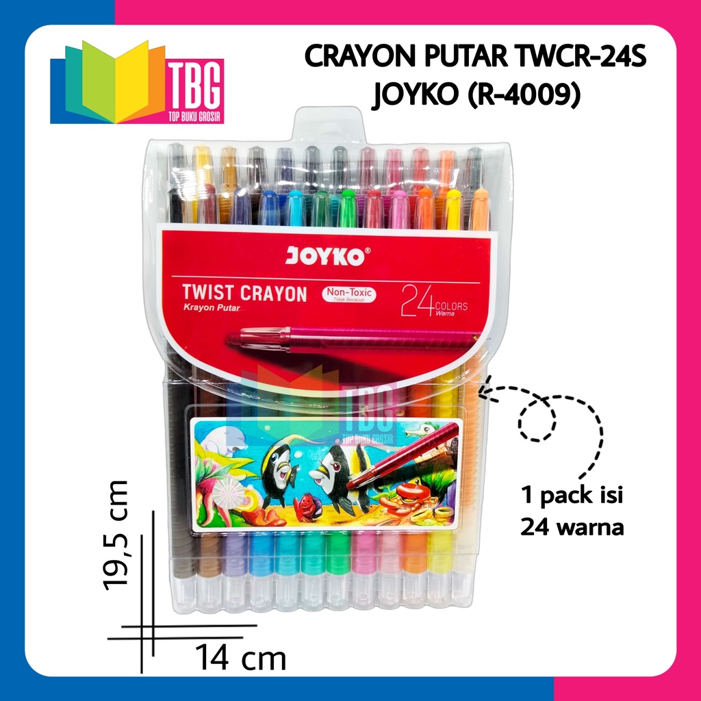 

1 SET CRAYON PUTAR TWCR-24S JOYKO KRAYON TWIST ALAT MEWARNAI ISI 24 WARNA (R-4009)