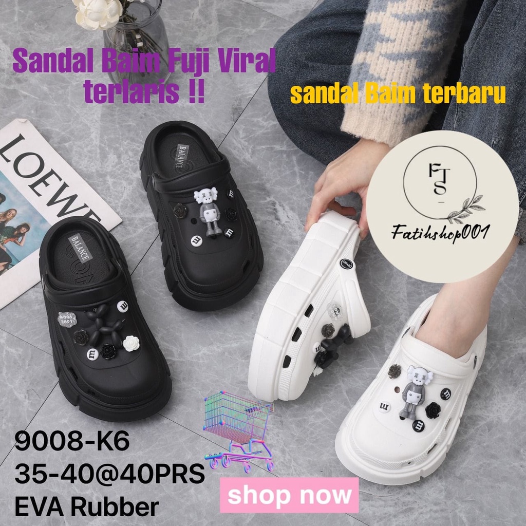 Sandal baim wanita import korea import bahan eve rubber 9008-K8L-K6L-K5 (35-40)Sandal topu terviral dan terlariss