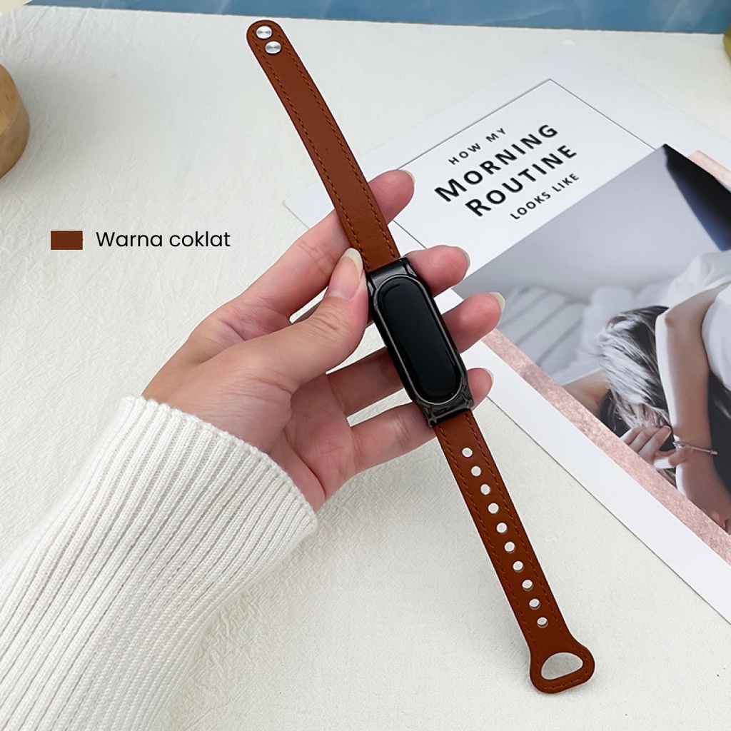 Leather Strap Xiaomi Band Mi Band 3 4 5 6 Strap M6 M7 Smartwatch Replacement Band