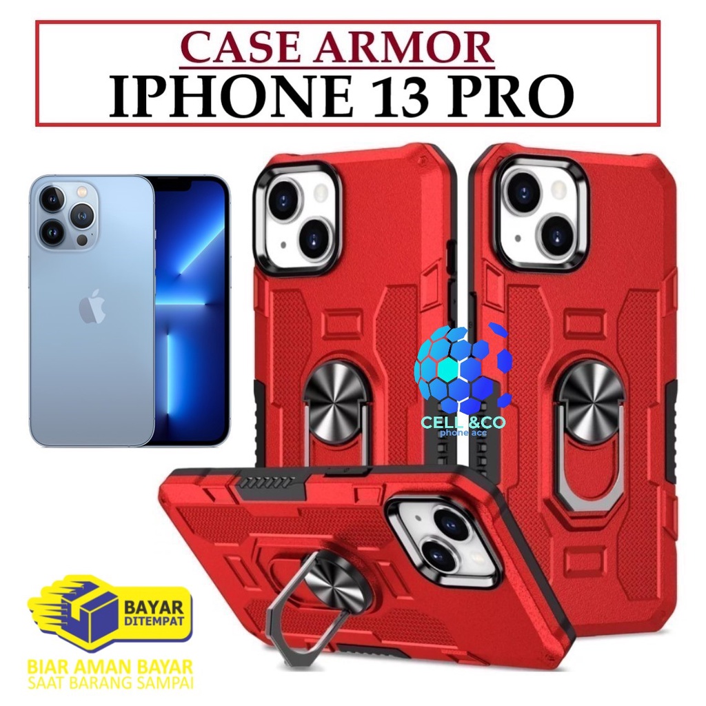 Case Armor IPHONE 13 PRO Iring Cincin Magnetic Kesing Hp Protect kamera Premium Hard Case Standing Robot Pelindung Kamera