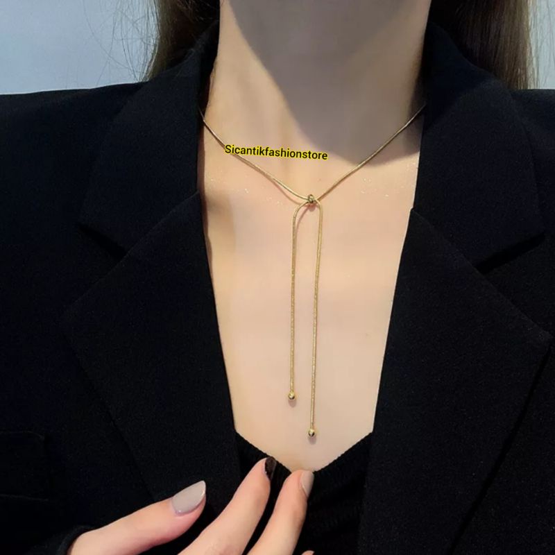 Kalung Titanium Serut Korea Vintage Style Premium Trending
