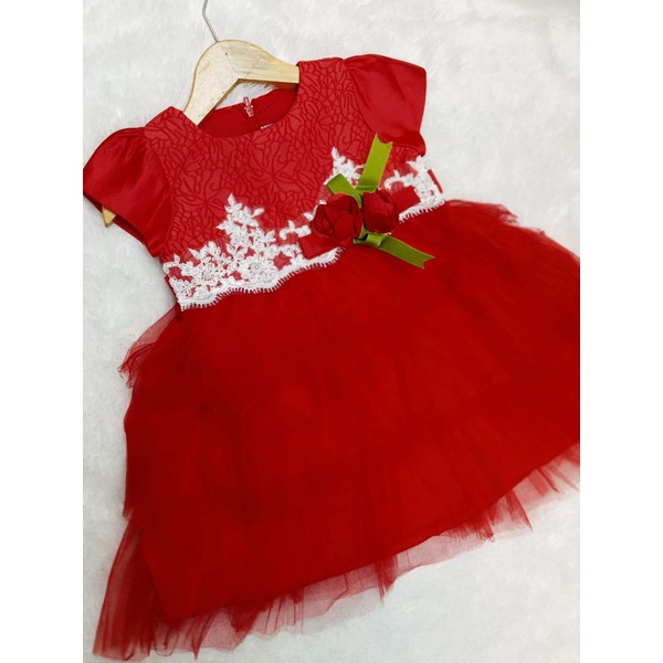 Gaun Merah import/Gaun fashion import Anak Perempuan