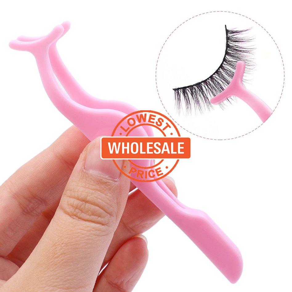 [Harga Grosir] 1pcs Cherry Blossom Pink Lash Aplikator Clip Penjepit Bulu Mata Palsu Assist Plastic Lashes Forceps Eyelash Aid Tool Alat Makeup Untuk Wanita