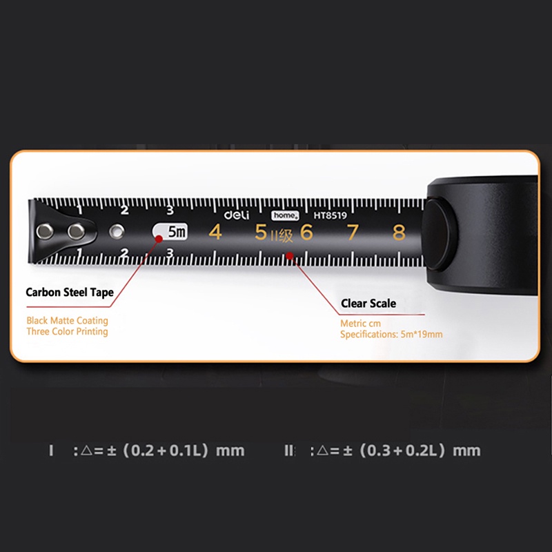 Alat Ukur Portable Multifungsi Bahan Baja Hitam 5m Presisi Tinggi Untuk Pengerjaan Kayu