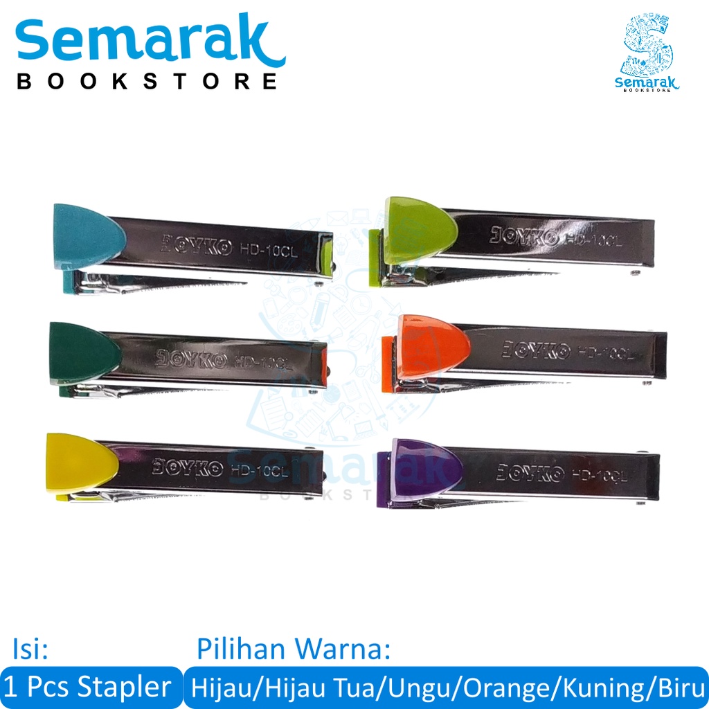 

Joyko HD-10CL Stapler Stepler Jepretan Kertas No. 10 - Orange / Kuning / Biru / Hijau Tua / Hijau Muda / Ungu