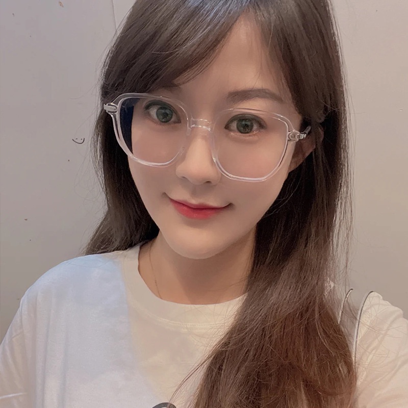 (YUZHU) Kacamata Bingkai Transparan Fashion Korea Baru Oversized Square Frame Anti Blue Light Eyeglasses