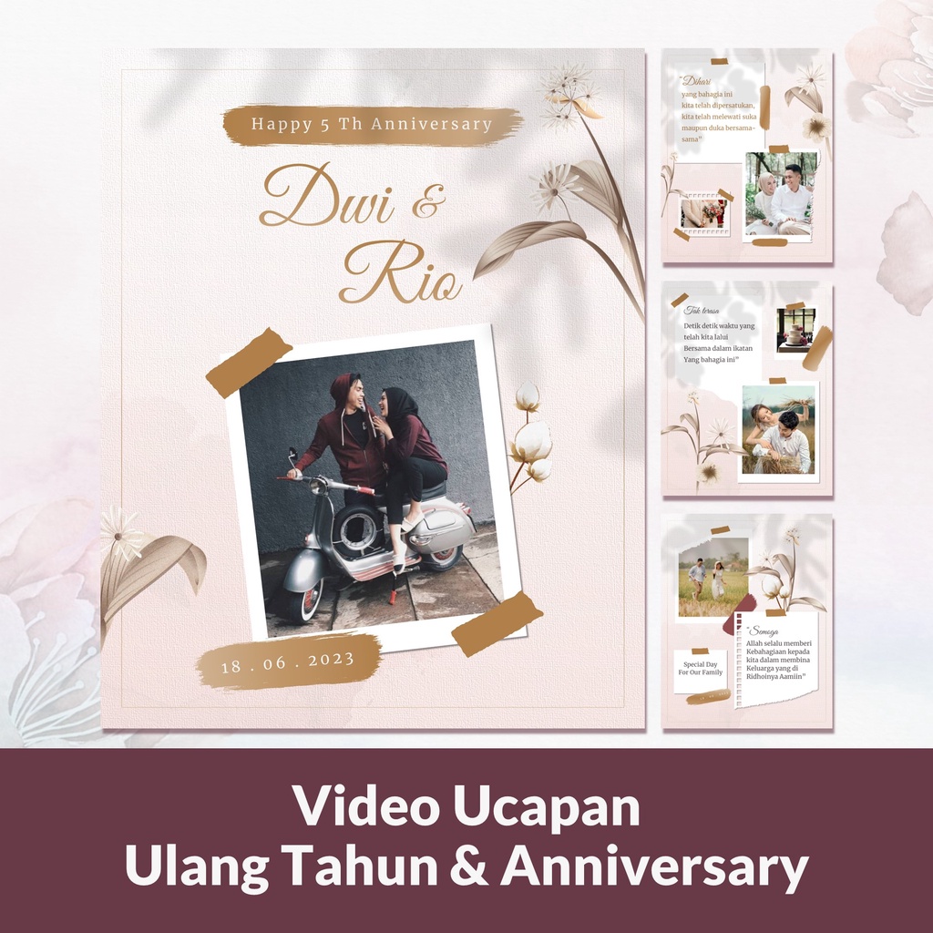 Video Ucapan Anniversary atau Ulang Tahun Premium Kekinian Template 03