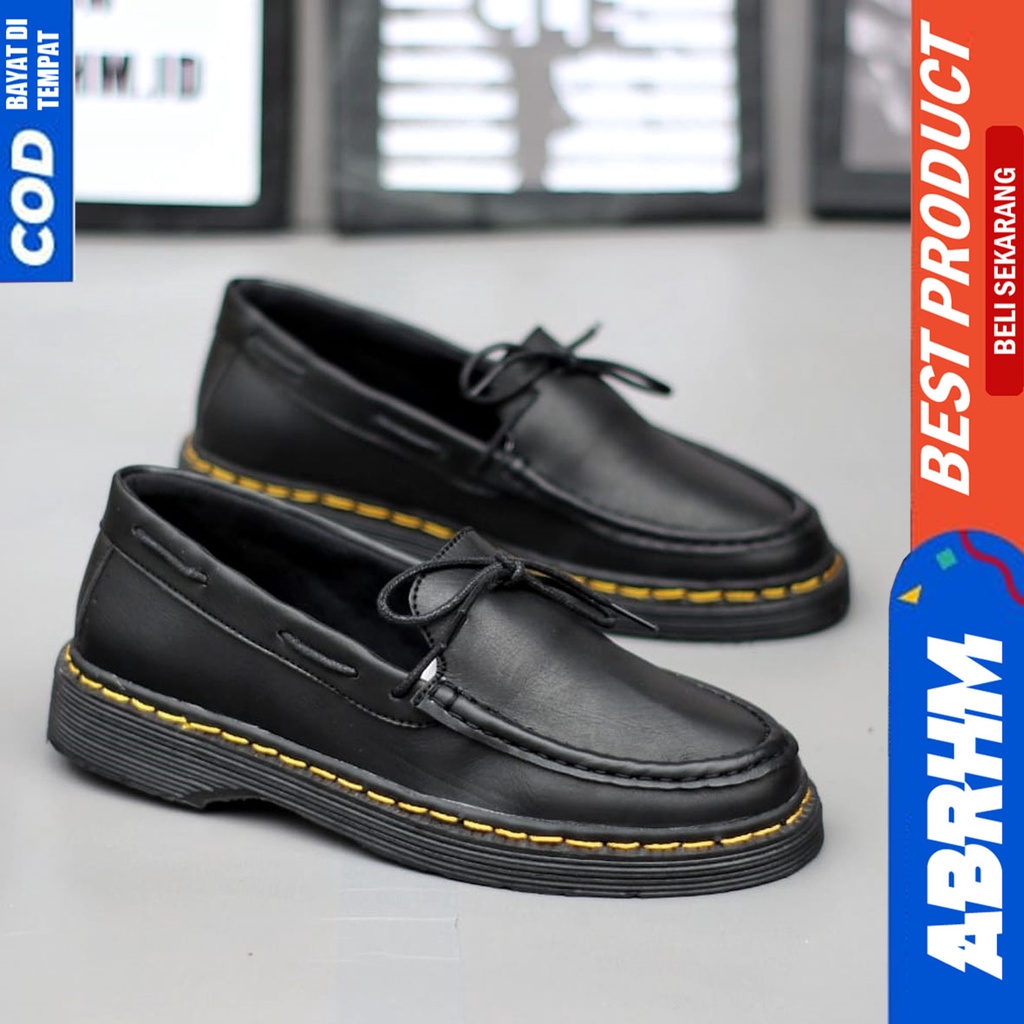 Sepatu Pantofel Formal Docmart Low Boots Kerja Pria Hitam Abrhm Oliver