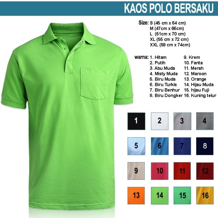 Sale (T)Erpopule(R) Kaos Kerah Polo Shirt Bersaku/Kantong Polos , Bahan