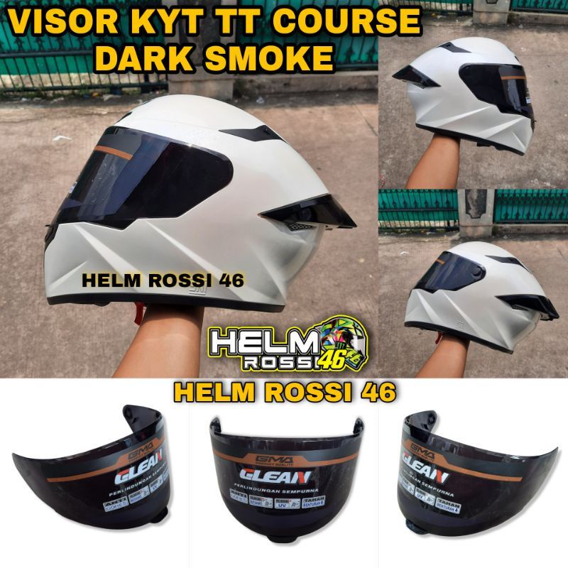 Visor Kyt TT Course TTC Dark Smoke Darksmoke Hitam Elektron putih Overtech Jaume Leopard Polos GMA C