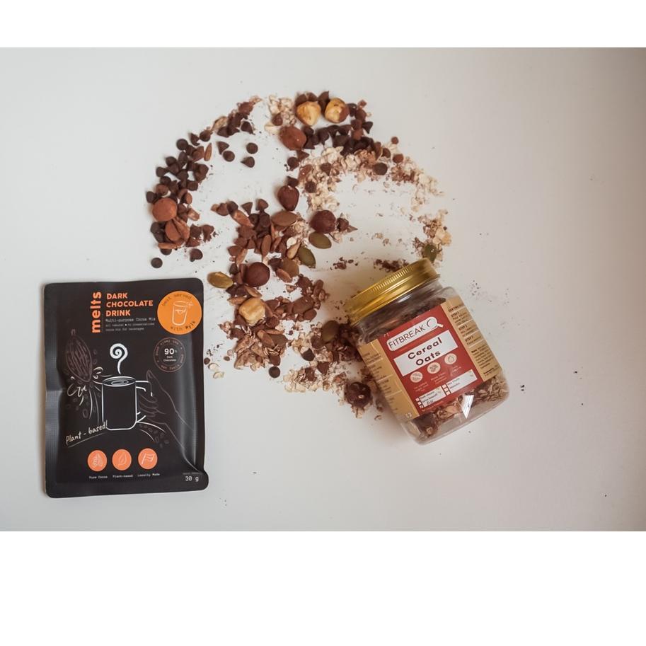 

T5D♕ HAZELNUT Sereal Oats/DIY Overnight Oats/sarapan/snack/sehat FITBREAK/ cemilan diet oatmeal dark chocolate Ready Banyak