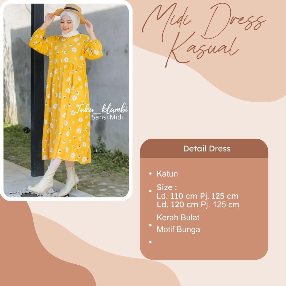 "SE.21De22ˢ" Midi Dres Dress Casual Import Curve Long Tunik Jumbo LD 120 Big Size Daster csl Semata 