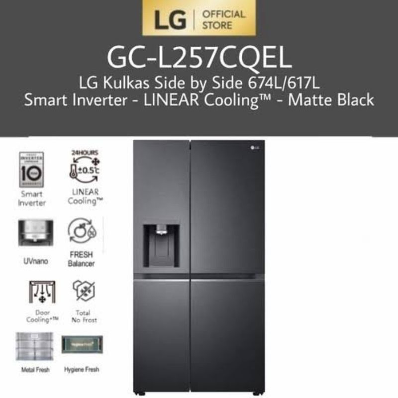 LG GC-L257CQEL KULKAS SIDE BY SIDE INVERTER DISPENSER GCL257CQEL