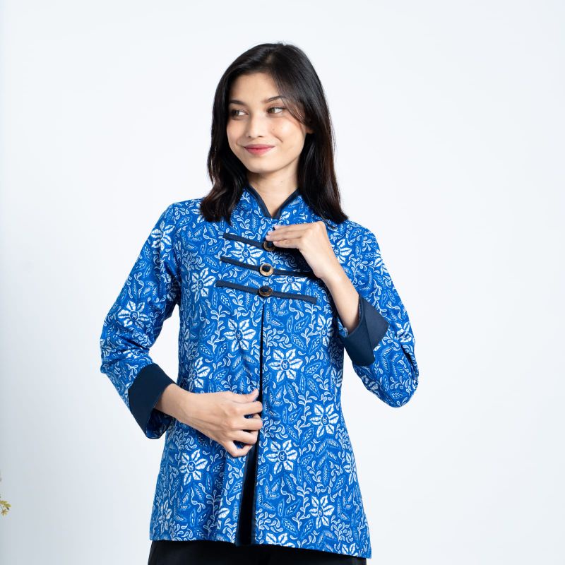 ATASAN BATIK BAJU KERJA WANITA | BLOUSE BATIK PIAS  KOIN 01- LANGITJUA BATIK SOLO