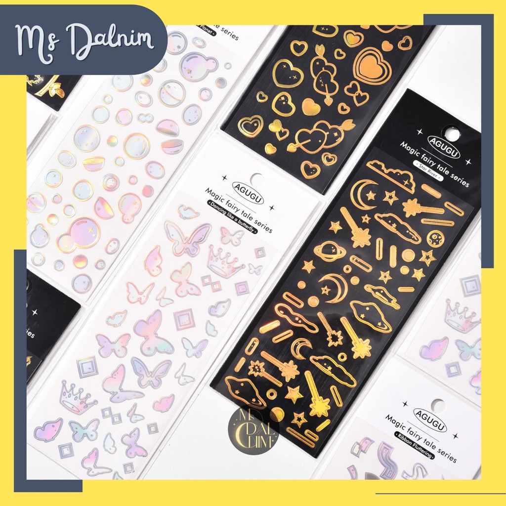 

Stiker Deklorasi Agugu Aesthetic Lucu Anti Air Mengkilap Hologram Laser Magic Fairy Tale Series / Deco Sticker Journal Jurnal Diary Bujo Photocard PC Holder Decor HP Kpop Toploader Cahol Jepang Korea Kawaii DIY Planner Scrapbook Craft [ST150]
