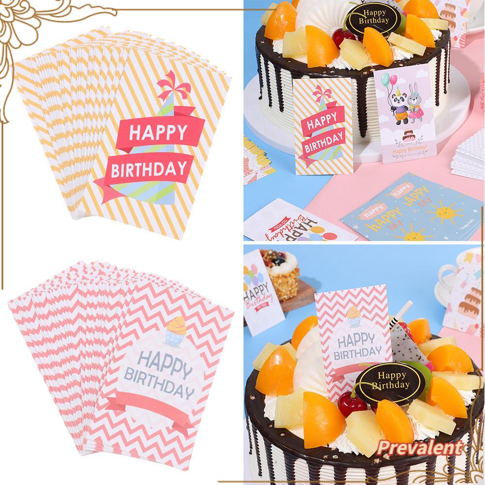 Preva 30PCS Kartu Happy Birthday 9x5.4cm Dekorasi Pesta Undangan Cardstock Kartun Hewan