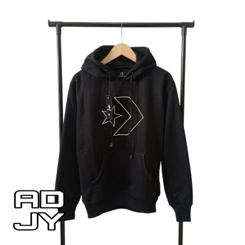 HOODIE CONVERSE BIG LOGO BLACK EDITION | PREMIUM BRANDED MURAH BERKUALITAS UNISEX