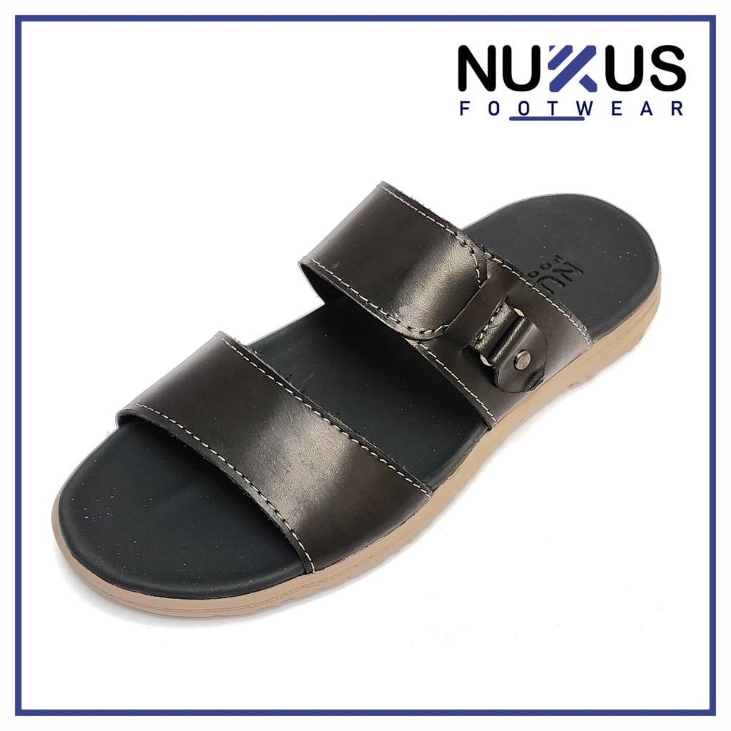 Nukus Sandal Selop Pria Kulit Asli Terbaru Trendi - NK 02 GB