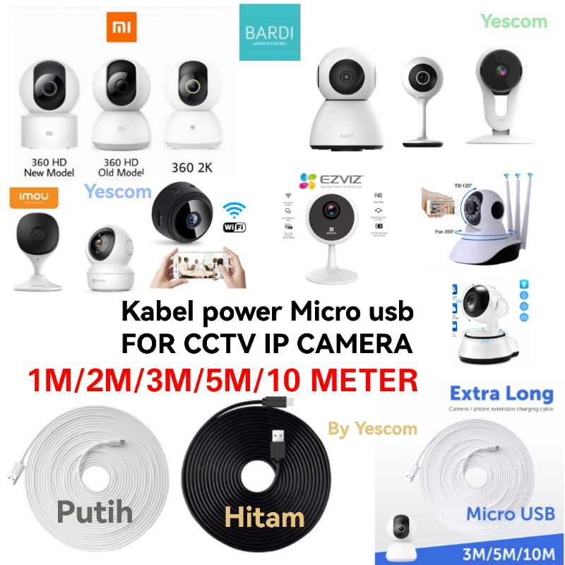 KABEL POWER CCTV IP CAMERA MICRO USB  BUAT CCTV IP CAMERA XIAOMI/BARDI/V380/EZVIZ/IMOU/GADGET/DLL