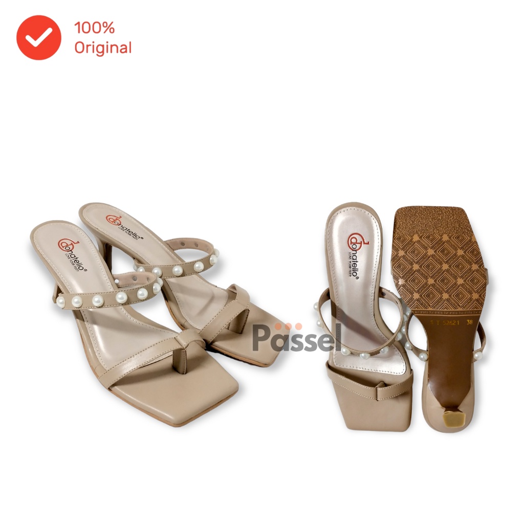 Donatello Sz. 36-41 Sandal Mules Heels 6,5 Cm Wanita Mutiara | SY52621