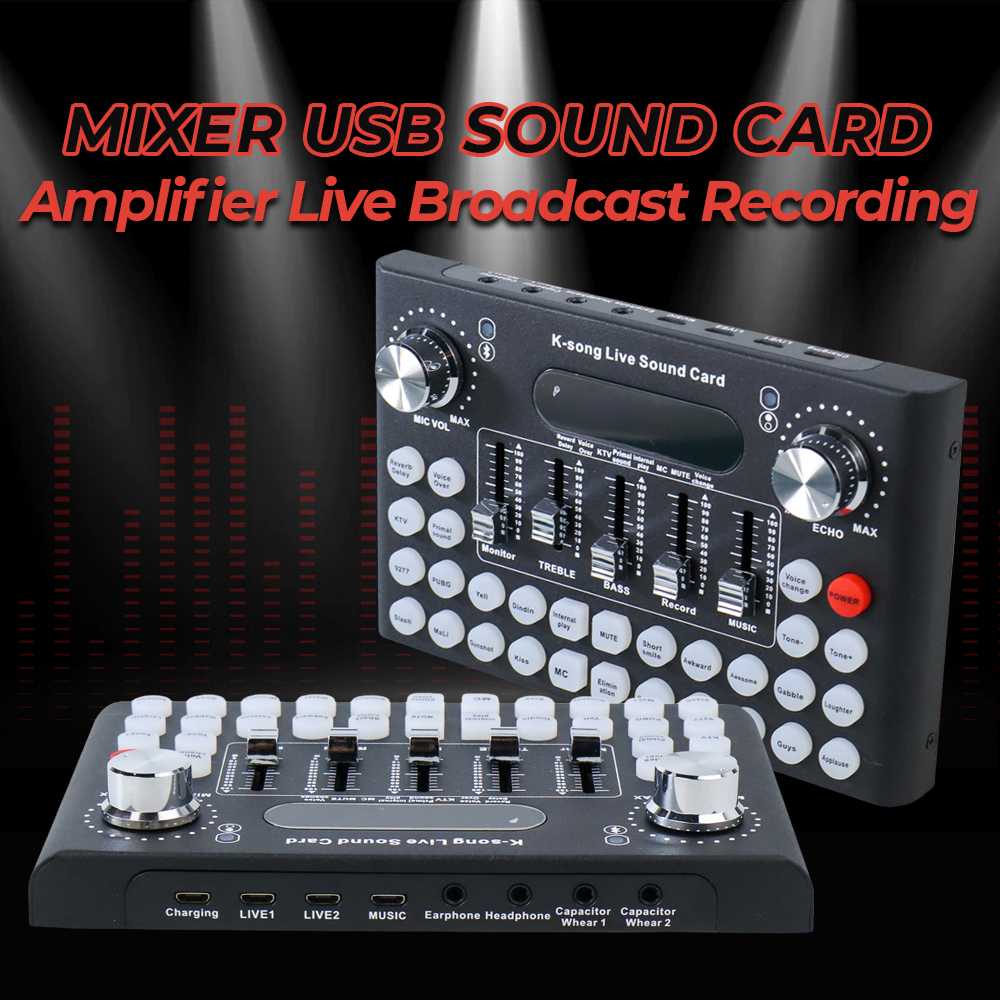 ( 100% BARANG ORI ) Woopower Mixer USB Sound Card Amplifier Live Broadcast Recording - F8