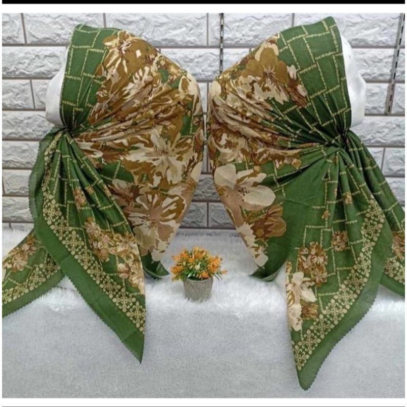 (WARNA ARMY/Hijau/Mint) Jilbab Segiempat Voal motif Cantik Best Seller