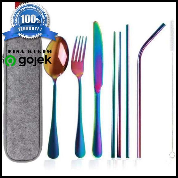 

Knifezer Set Alat Makan Sendok Garpu Pisau Sumpit Sedotan - Ea02300