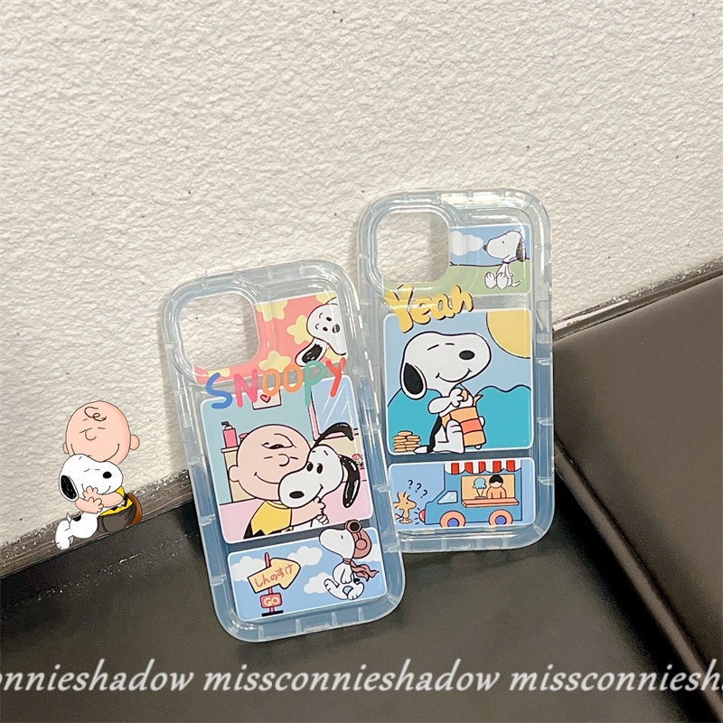 Casing Ponsel Tahan Guncangan Bening Kompatibel Untuk iPhone 7Plus 8Plus 11 Pro Max14 13 12 Pro MAX XR 7 8 6 6S Plus X XS MAX Kartun Lucu Snoopy Transparan Airbag Lembut TPU Penutup Belakang