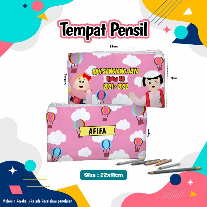 

tempat pensil custom sekolah keren tambah foto tulisan berkualitas