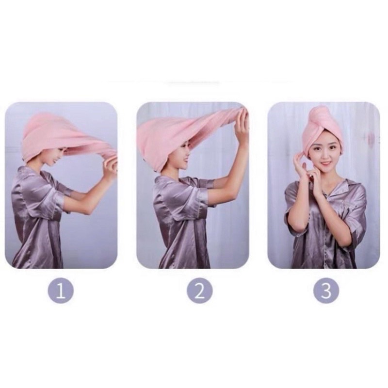 Handuk Keramas Pengering Rambut Microfiber / Hair Drying Towel Cap Handuk Kepala Keramas Turban Serat Micro Pembungkus Rambut Basah Cepat Kering