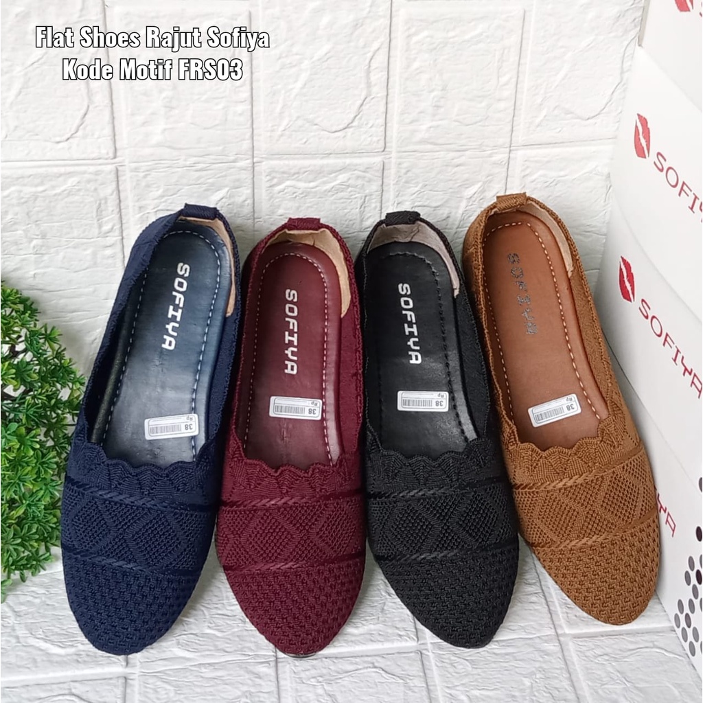 Flatshoes Rajut Sofiya Model kekinian terbaru rajut sepatu flat wanita
