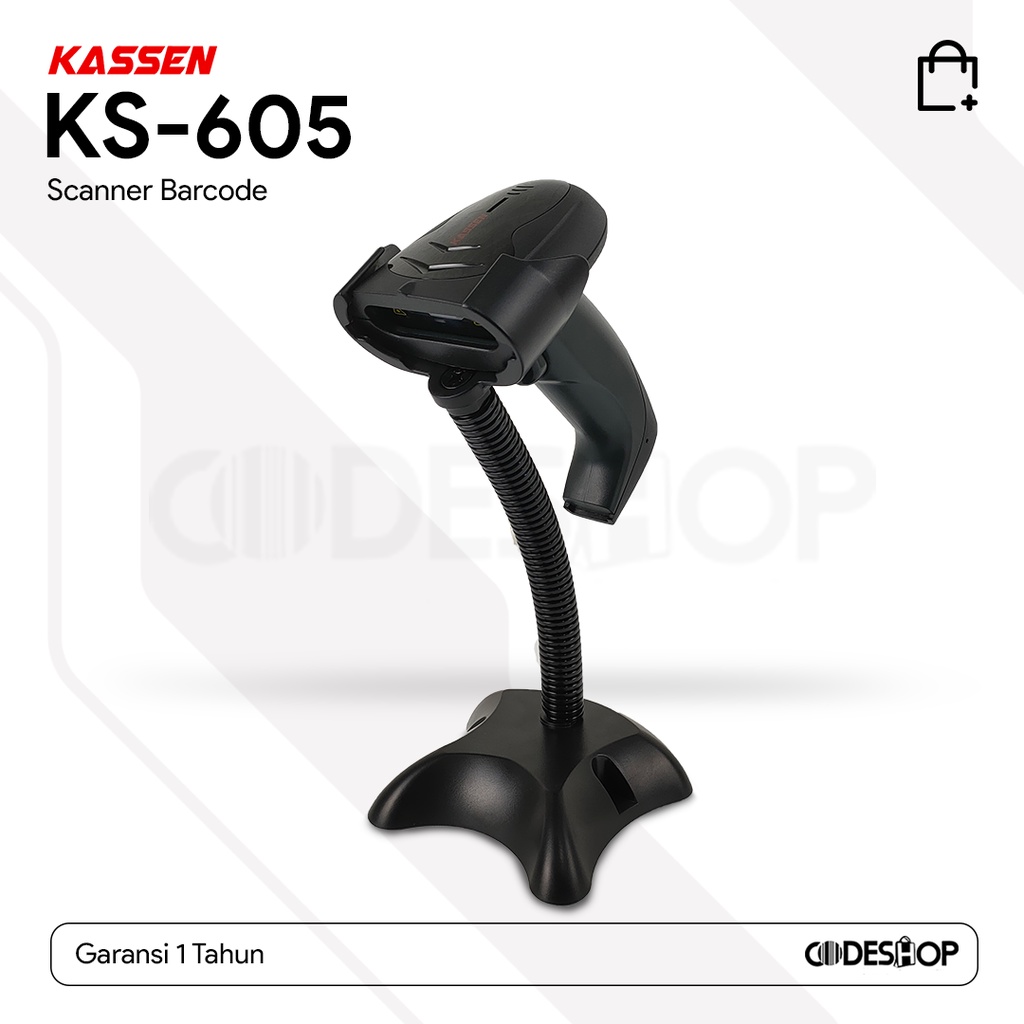 Scanner Barcode 1D&2D Auto Scan & Sense KASSEN KS-605 Kabel USB + STAND