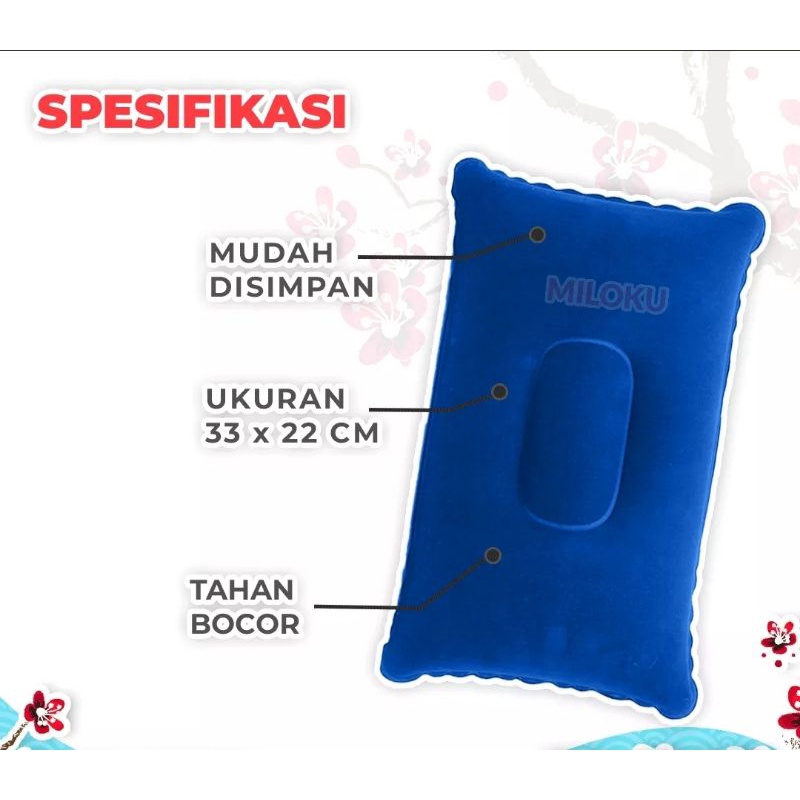 Bantal Leher Tiup Travelling Camping Portable - Bantal Angin Multifungsi