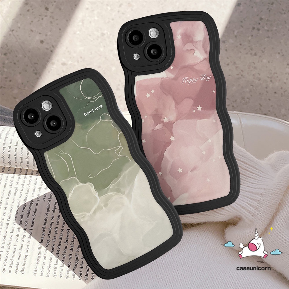 IPHONE Kompatibel Untuk Iphone11 13 12 14 Pro Max XR 78 Plus 6 6s Plus 14plus X XS Max SE 2020lembut TPU Wavy Edge Halo Dyed Watercolor Star Lines Couple Case