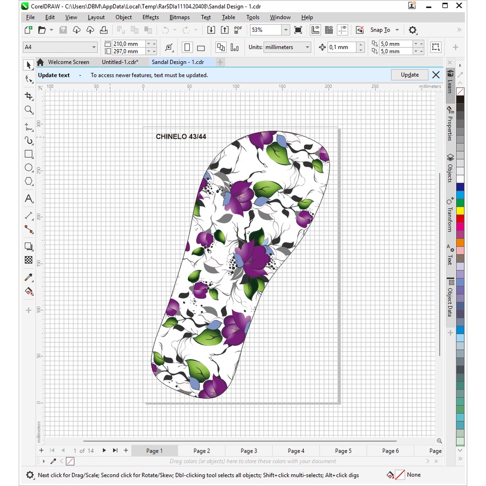 174 Sandal Design 14 LAYOUTS CorelDraw