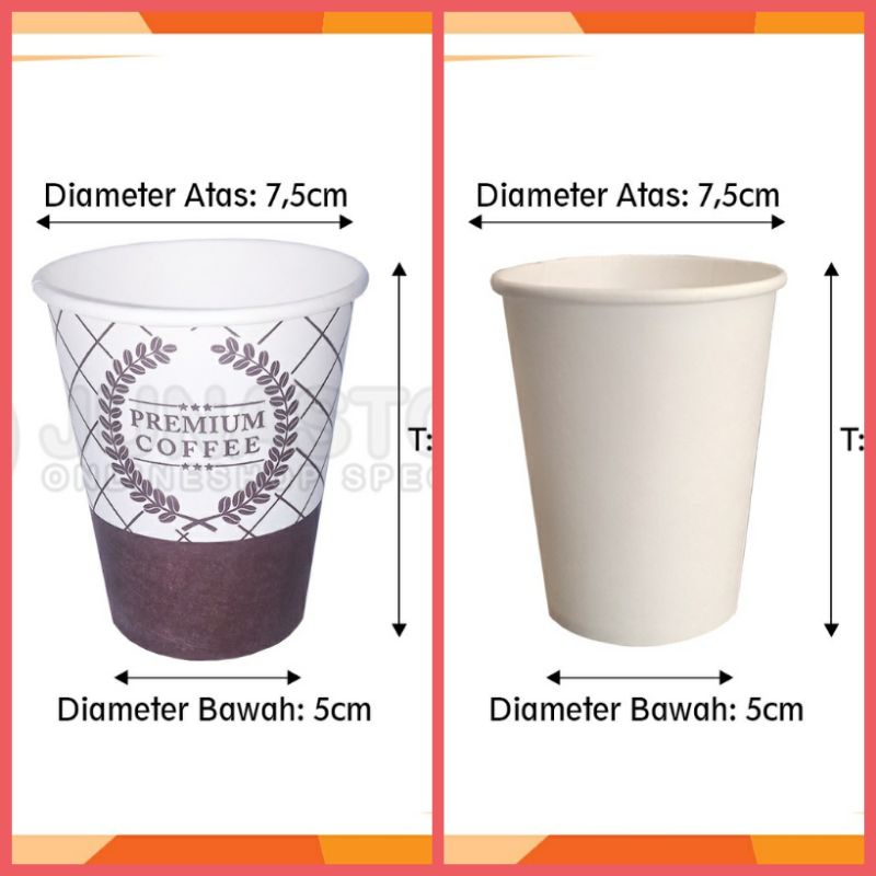 Jual Paper cup 8 oz motif coffe / polos (1 pack = 50pcs) | Shopee Indonesia
