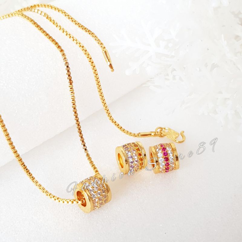 Kalung Xuping Perhiasan lapis emas permata Kombinasi Pink Gold Fashion Impor Dewasa